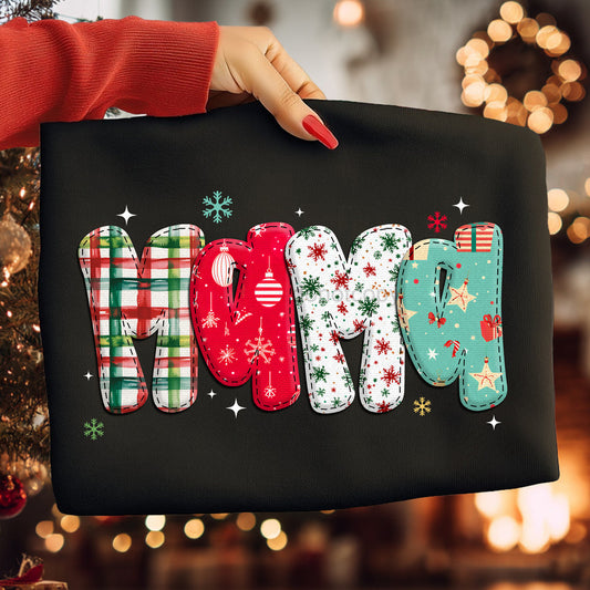 MAMA Patchwork Christmas Crewneck